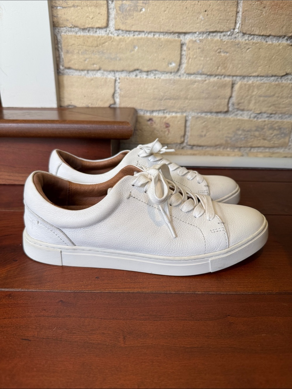 Frye Ivy Low Lace White Leather Casual Sneakers
